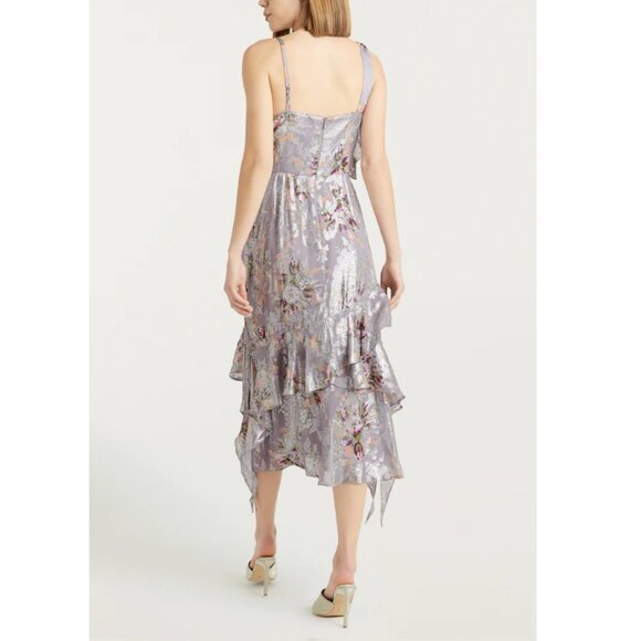 cinq a sep Women's Gray Multi Lurex Claudette Floral Trevor Dress - Picture 2 of 6